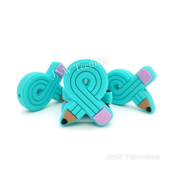 Pencil Silicone Focal Beads Turquoise