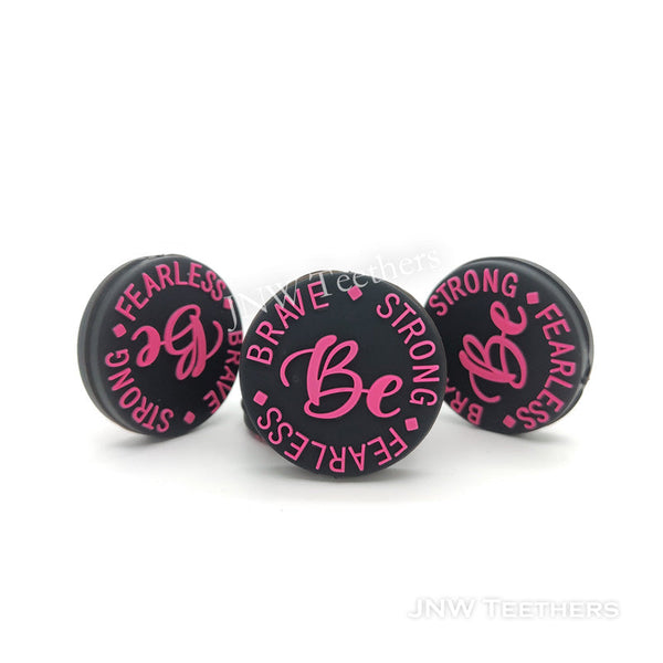 pink be brave focal beads