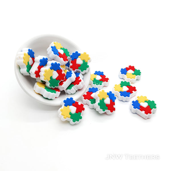 Autism Awareness Beads, Autism Awareness Silicone Beads, Focal Beads, Puzzle Beads