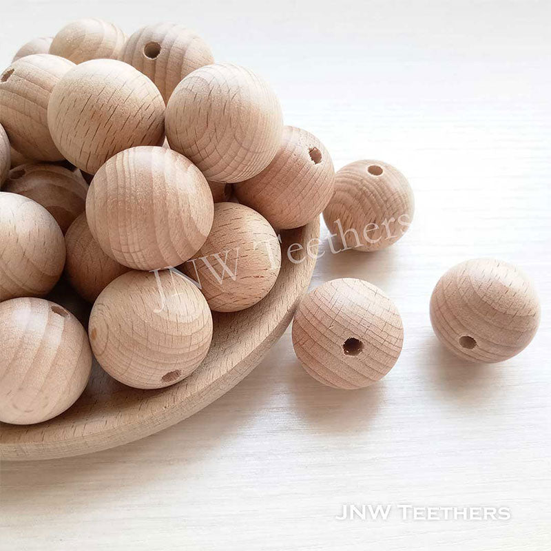 25mm Round Beech Wood Beads Wholesale