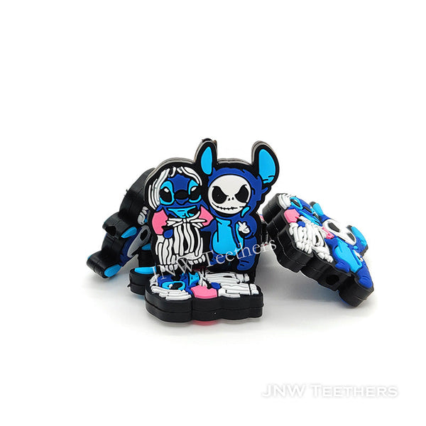 ST32 Blue Stitch and Big Eye Skeleton Silicone Focal Beads