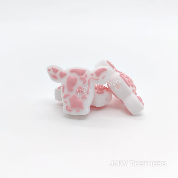 Cow Silicone Focal Beads Pink 