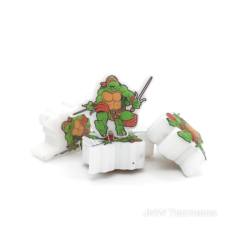 Green Turtle with Red Mask Silicone Beads