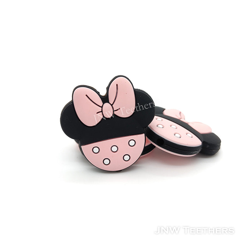 Peachy Mouse Head Silicone Focal Beads