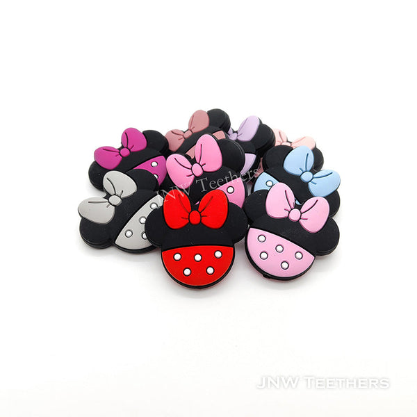 Polka dot Minnie Mouse Head Silicone Focal Beads