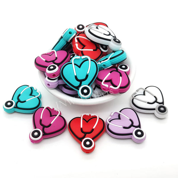 Heart Shape Stethoscope Silicon Focal Beads