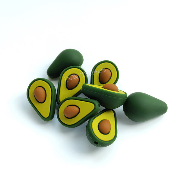 Avocado Silicone Beads, needle stitches