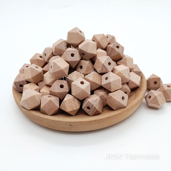 Beech wood hexagon beads 14mm